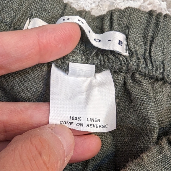 NWT Studio B women's linen relaxed fit elastic waist olive green pants sz M - Picture 8 of 9